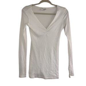 ✨Michael Stars Long Sleeve Ruched Neckline The Original Sz OZ Tee✨